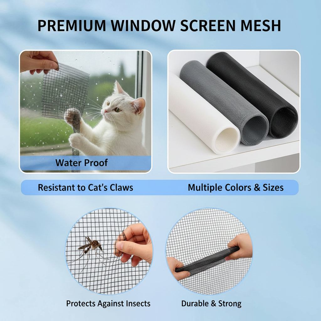 48"x102" Window Screen Mesh, Fiberglass Window Screen, Screen Door Mesh, Windows Screens and Screen Door Replacement, Patio Screen Mesh- Black