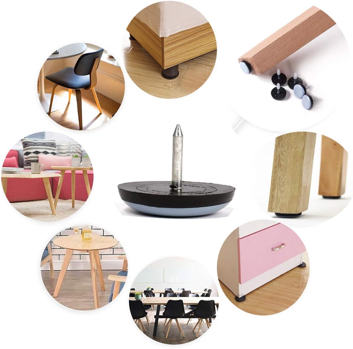 1" Nail-on PTFE Furniture Sliders Heavy-Duty Teflon Chair Glides for Wooden Furniture Legs, 5mm Thick Anti-Scratch Moving Pads for Carpet, Hardwood, Vinyl and Tile