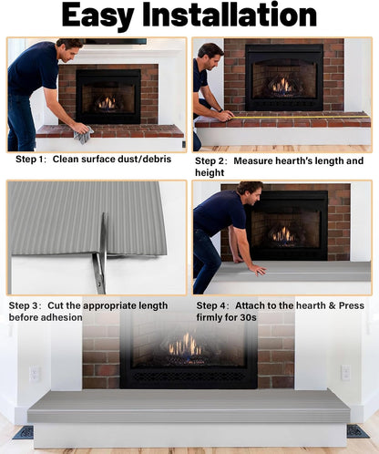 Fireplace Hearth Safety Cushion - Extra Large NBR Foam Bumper Pad for Stone & Brick Fireplaces, Self-Adhesive Soft Edge Protector & Seat Guard for Home Safety (Gray) 78.7" x 15.75"