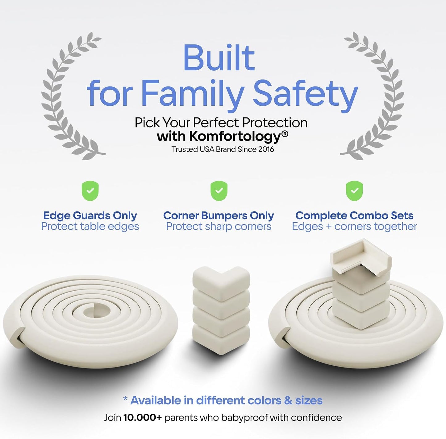 White Rubber Foam Corner Guards - Pre-Taped 3M Adhesive Furniture Corner Protectors, Soft Cushion Safety Bumpers for Fireplace, Coffee Table, Cabinet & Stair Edges