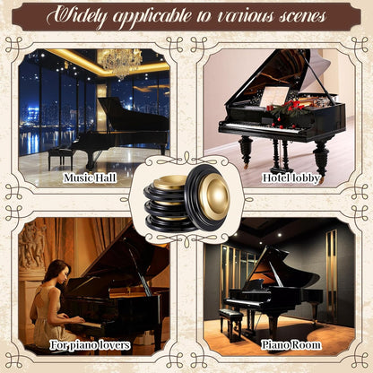 Grand Piano Caster Cups for Hardwood Floors - Heavy-Duty Metal & Rubber Double-Layer Floor Protectors with Anti-Slip Felt Bottom (2.5" Inner Diameter)