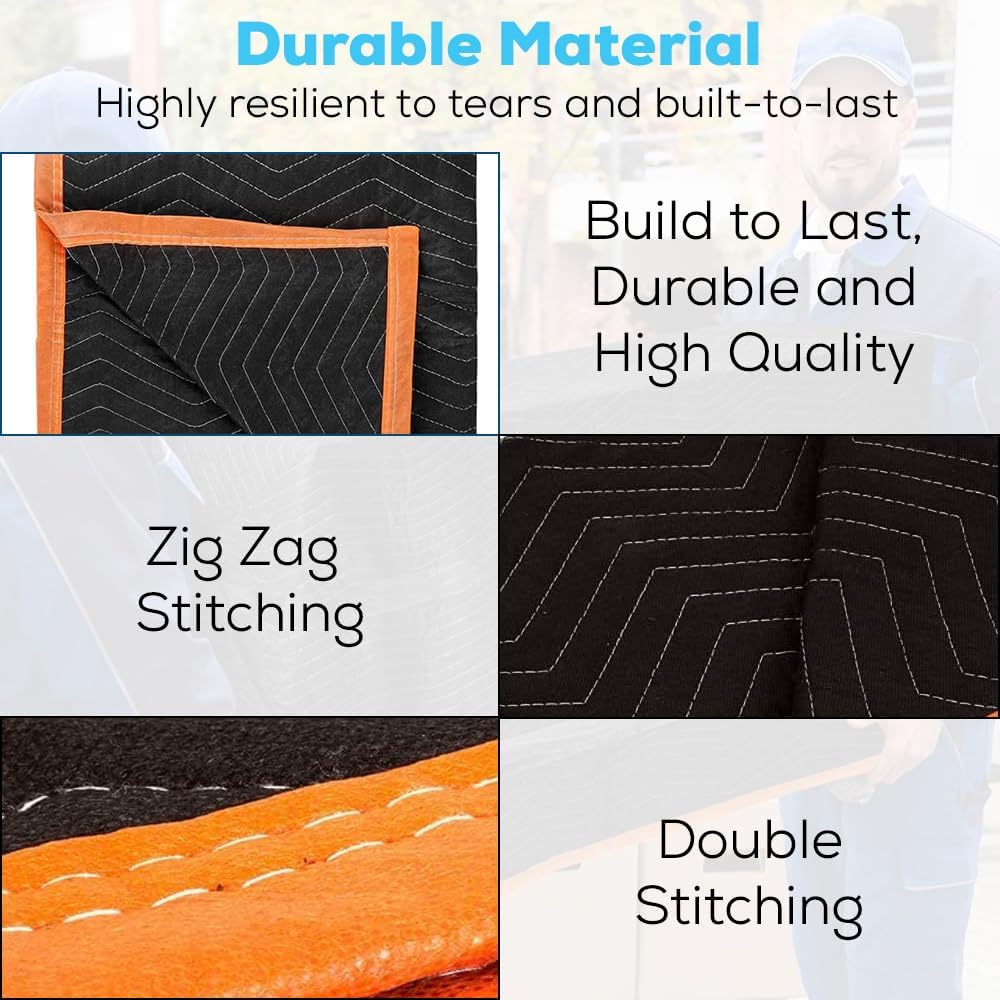 Heavy Duty Padded Moving Blankets 72" x 40" – 12 Pack – Packing Blankets, Furniture Covers for Moving