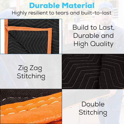 Heavy Duty Padded Moving Blankets 72" x 40" – 12 Pack – Packing Blankets, Furniture Covers for Moving