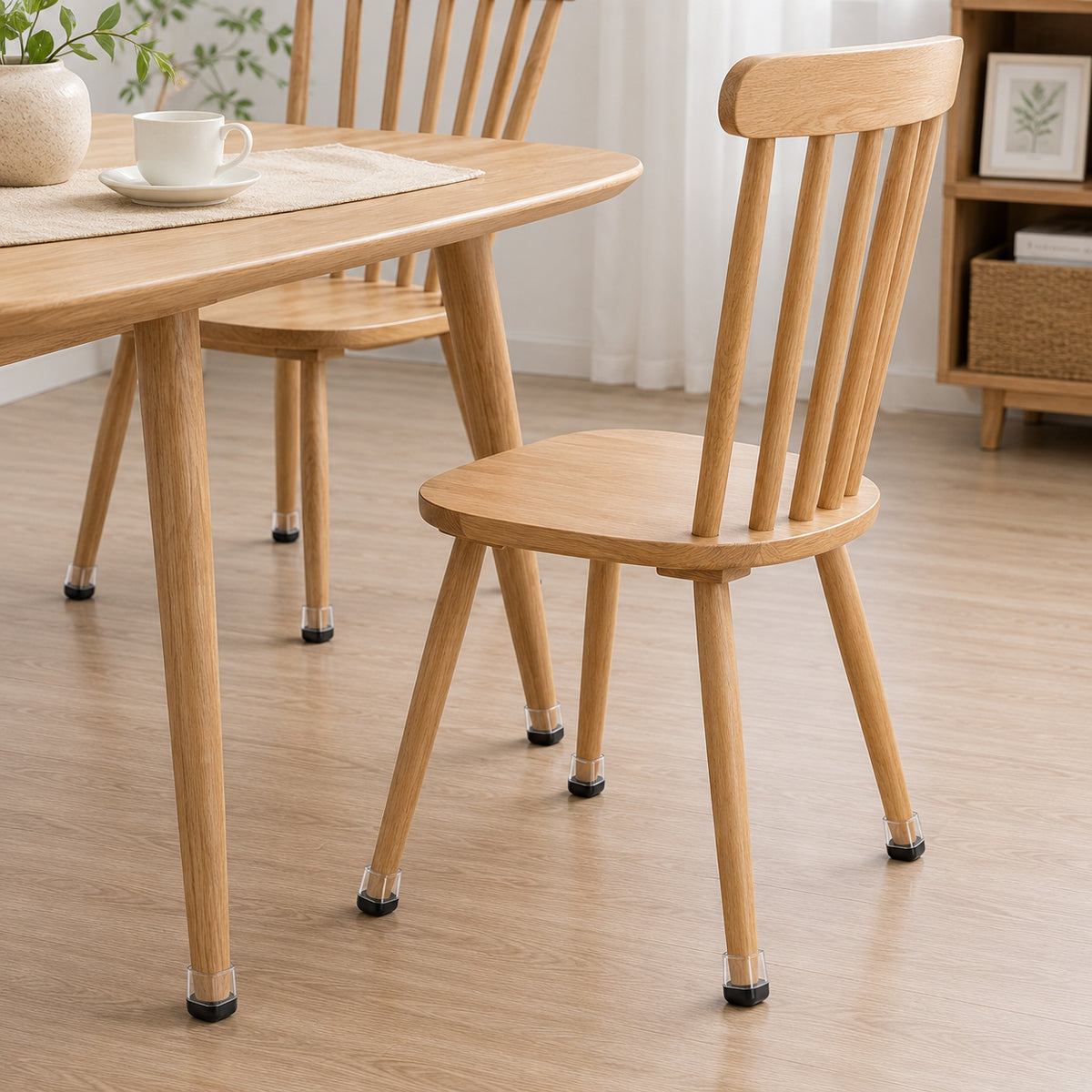 Square Chair Leg Sliders for Carpet - 1-1/8" to 1-1/2" Clear Silicone Furniture Protectors, Teflon Bottom Chair Feet Glides Covers for Hardwood, Tile, Low-Pile & Medium-Pile Rugs