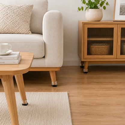 Square Chair Leg Sliders for Carpet - 1-1/8" to 1-1/2" Clear Silicone Furniture Protectors, Teflon Bottom Chair Feet Glides Covers for Hardwood, Tile, Low-Pile & Medium-Pile Rugs
