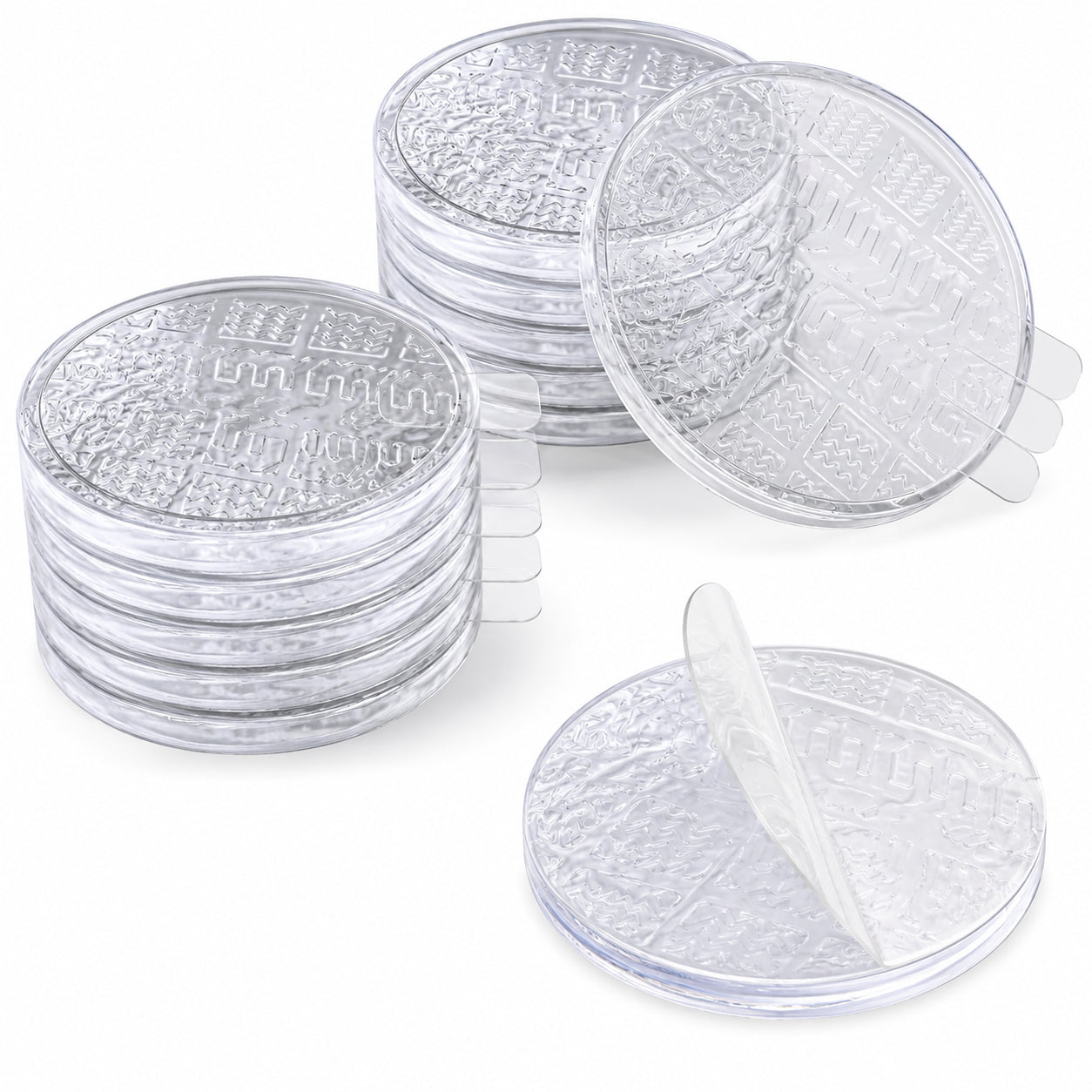 Clear Self-Adhesive Non-Slip Furniture Pads - 1.57" Round Heavy-Duty Tire-Grooved Couch Stoppers for Hardwood Floors, Invisible Washable PU Furniture Grippers for Beds, Speakers and Appliances