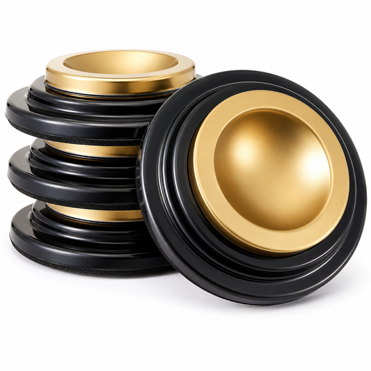 Grand Piano Caster Cups for Hardwood Floors - Heavy-Duty Metal & Rubber Double-Layer Floor Protectors with Anti-Slip Felt Bottom (2.5" Inner Diameter)