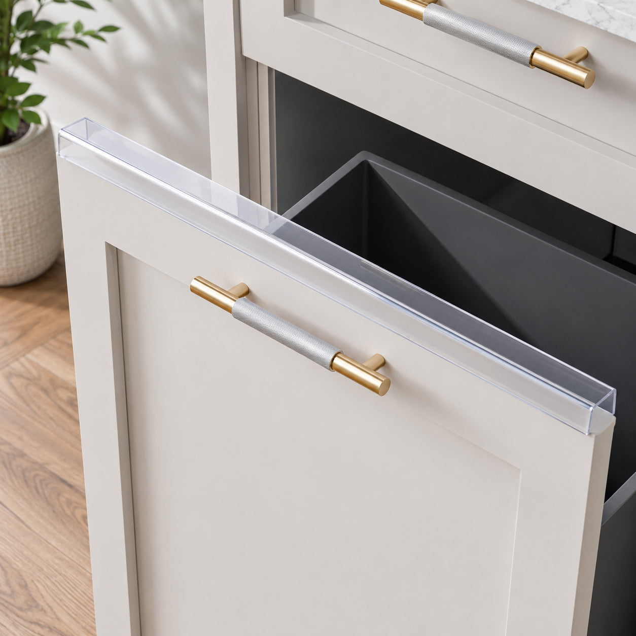 Clear Cabinet Door Protector Edge Guards (18" Length) - Slip-On Plastic Drawer Front Protectors for 3/4" Thick Kitchen Cabinets, Invisible Pet Scratch Guard for Sink & Trash Drawers