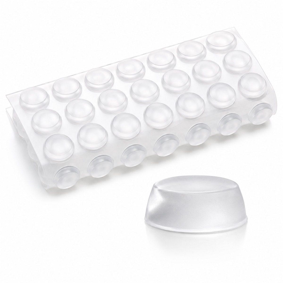 Clear Silicone Cabinet Door Bumpers Bulk Pack - 1/2" Diameter Self-Adhesive Sound Dampening Pads, Invisible Rubber Furniture Stopper Dots for Kitchen Drawers, Cutting Boards, and Picture Frames