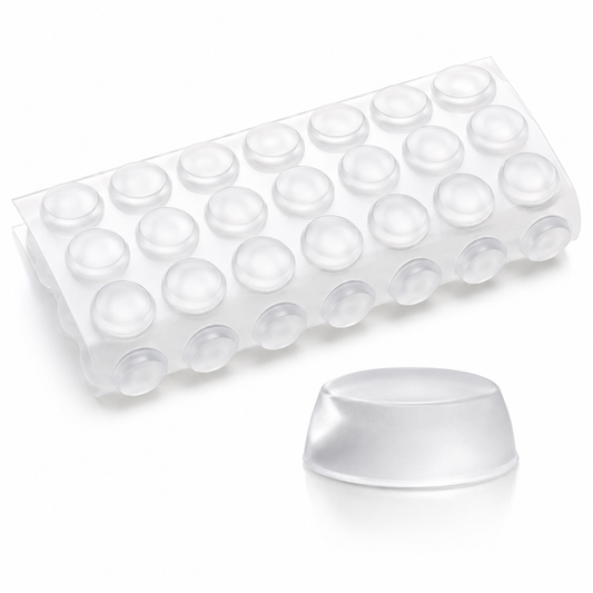 Clear Silicone Cabinet Door Bumpers Bulk Pack - 1/2" Diameter Self-Adhesive Sound Dampening Pads, Invisible Rubber Furniture Stopper Dots for Kitchen Drawers, Cutting Boards, and Picture Frames