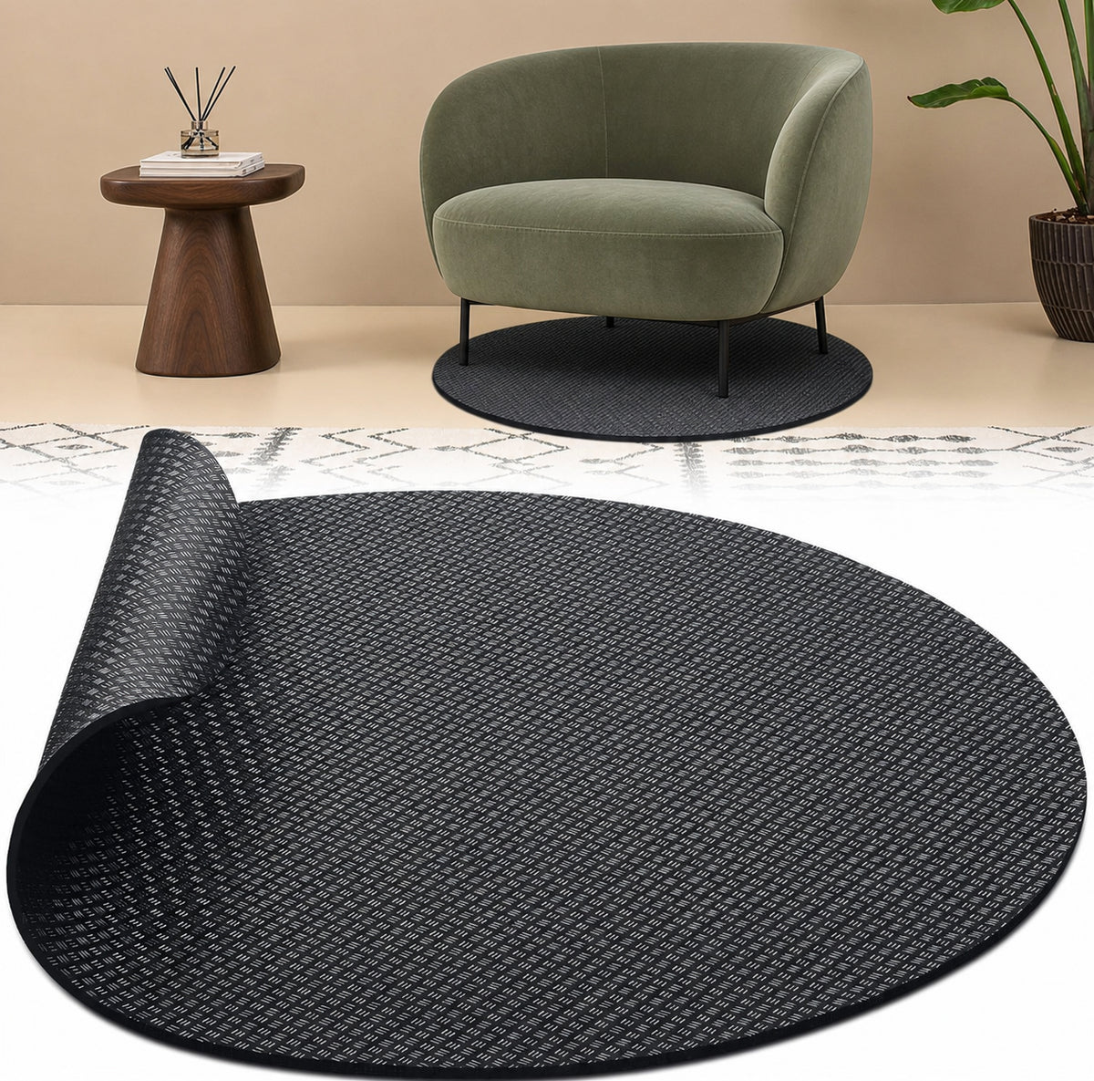 Premium 27.5" Round Non-Slip Recliner Pad for Hardwood Floors - Heavy-Duty Double-Sided Furniture Gripper Mat for Recliners, Swivel Chairs & Sofas, Trimmable No-Glue Floor Protector for Carpet and Tile