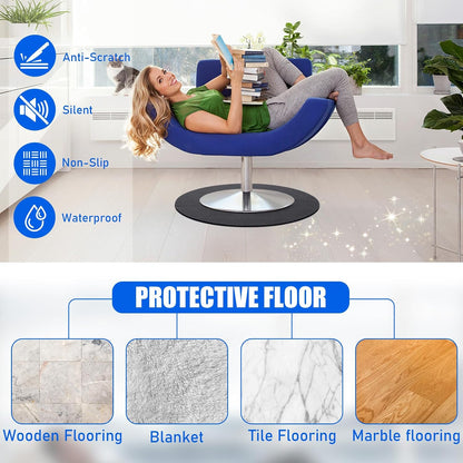 Premium 27.5" Round Non-Slip Recliner Pad for Hardwood Floors - Heavy-Duty Double-Sided Furniture Gripper Mat for Recliners, Swivel Chairs & Sofas, Trimmable No-Glue Floor Protector for Carpet and Tile