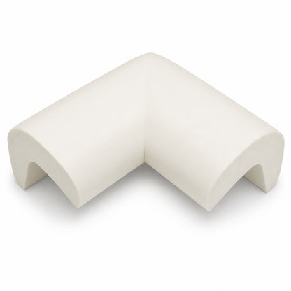 White Rubber Foam Corner Guards - Pre-Taped 3M Adhesive Furniture Corner Protectors, Soft Cushion Safety Bumpers for Fireplace, Coffee Table, Cabinet & Stair Edges