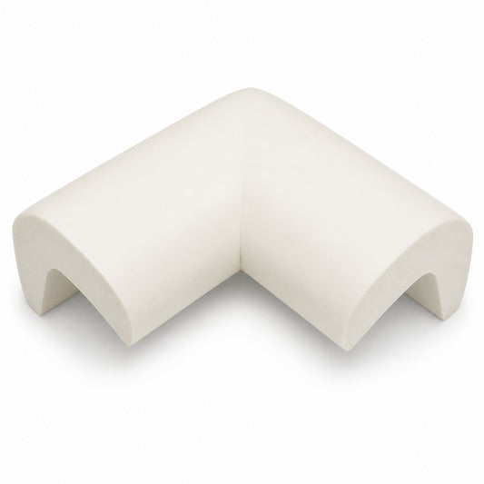 White Rubber Foam Corner Guards - Pre-Taped 3M Adhesive Furniture Corner Protectors, Soft Cushion Safety Bumpers for Fireplace, Coffee Table, Cabinet & Stair Edges
