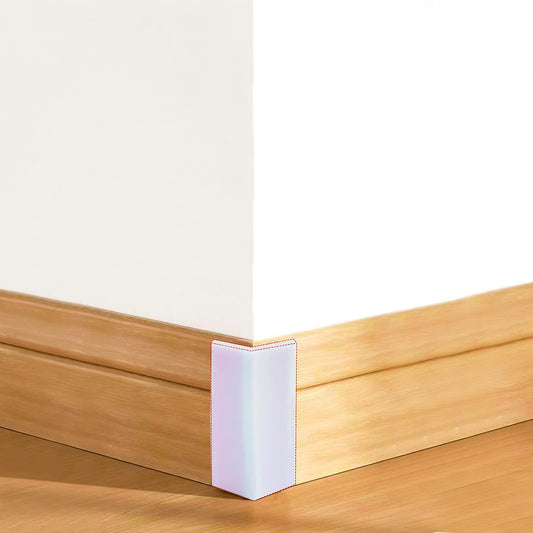White Baseboard Corner Blocks - Thickened Self-Adhesive Rubber Corner Protectors, Soft Edge Wall & Furniture Guards for Skirting Boards, Cabinet Trim, and Door Frames