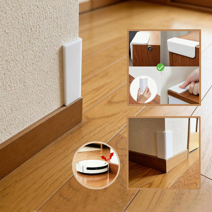 White Baseboard Corner Blocks - Thickened Self-Adhesive Rubber Corner Protectors, Soft Edge Wall & Furniture Guards for Skirting Boards, Cabinet Trim, and Door Frames
