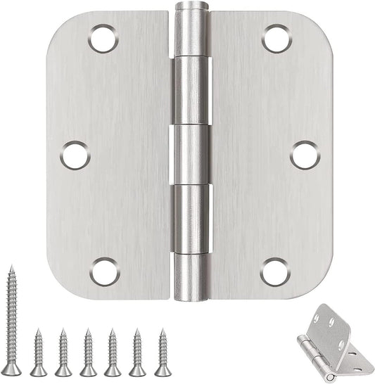 Door Hinges Brushed Nickel - 36 Pack Satin Nickel 3.5 Inch Rounded Interior Door Hinges with 5/8" Radius - 3 1/2 Inches Silver Residential Standard Door Hardware