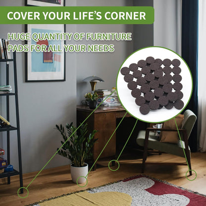 Felt Furniture Pads for Hardwood Floors, 48-Pack Round Floor Protectors in Dark Brown