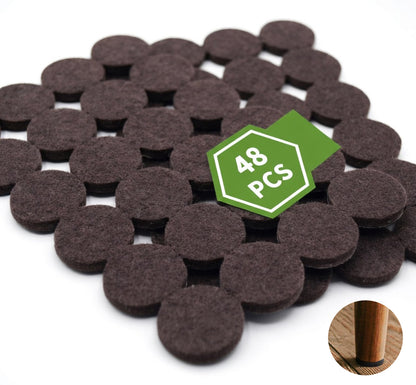 Felt Furniture Pads for Hardwood Floors, 48-Pack Round Floor Protectors in Dark Brown