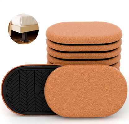 Furniture Sliders for Hardwood Floors, 9.5" Oval Reusable Felt Sliders, 8-Pack Heavy-Duty Floor Protectors for Easy Furniture Moving