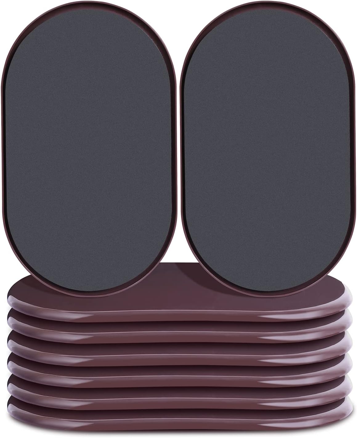 Reusable Large Furniture Sliders for Carpet, 8-Pack Heavy-Duty Oval Carpet Movers for Sofas, Beds, Tables, and Desks, Brown