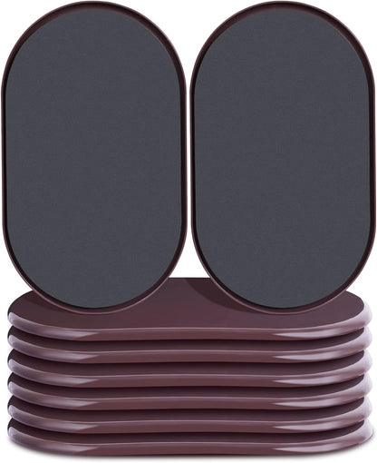 Reusable Large Furniture Sliders for Carpet, 8-Pack Heavy-Duty Oval Carpet Movers for Sofas, Beds, Tables, and Desks, Brown