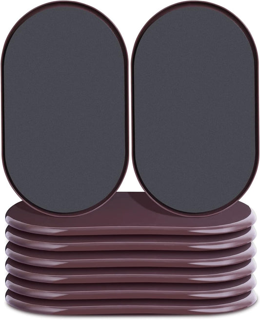 Reusable Large Furniture Sliders for Carpet, 8-Pack Heavy-Duty Oval Carpet Movers for Sofas, Beds, Tables, and Desks, Brown