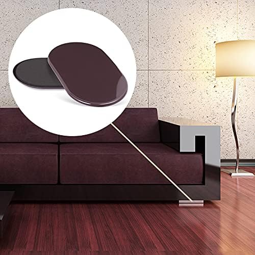 Reusable Large Furniture Sliders for Carpet, 8-Pack Heavy-Duty Oval Carpet Movers for Sofas, Beds, Tables, and Desks, Brown