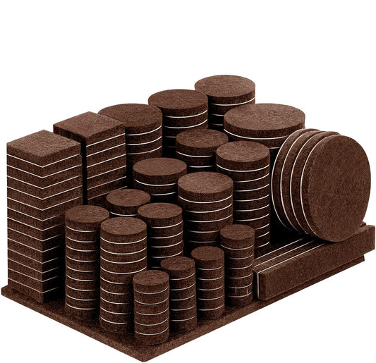 Furniture Pads Felt Pads 300 Pieces Huge Pack Furniture Felt Pads, Self Adhesive Anti Scratch Floor Protectors for Furniture on Hardwood Tile Floor, with 60 Cabinet Door Bumpers, Brown
