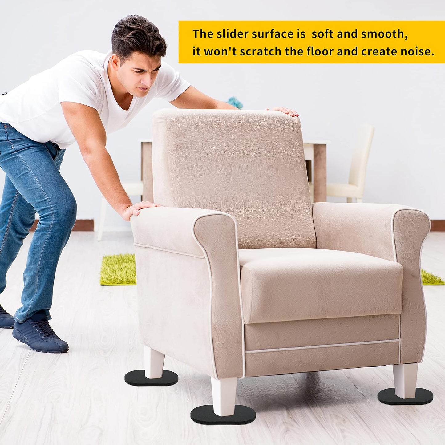 Reusable Furniture Sliders, 3.5" x 6" Heavy-Duty Furniture Moving Pads for Hardwood Floors
