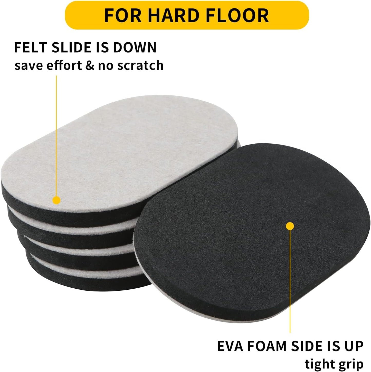Reusable Furniture Sliders, 3.5" x 6" Heavy-Duty Furniture Moving Pads for Hardwood Floors