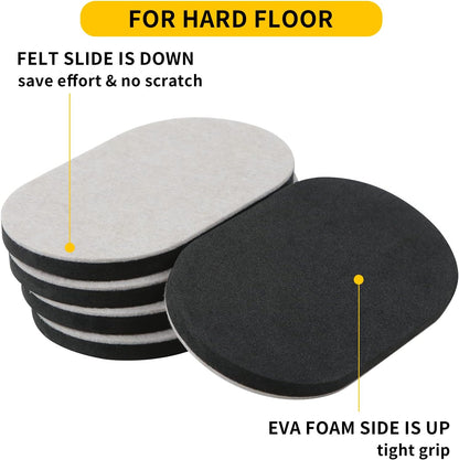 Reusable Furniture Sliders, 3.5" x 6" Heavy-Duty Furniture Moving Pads for Hardwood Floors