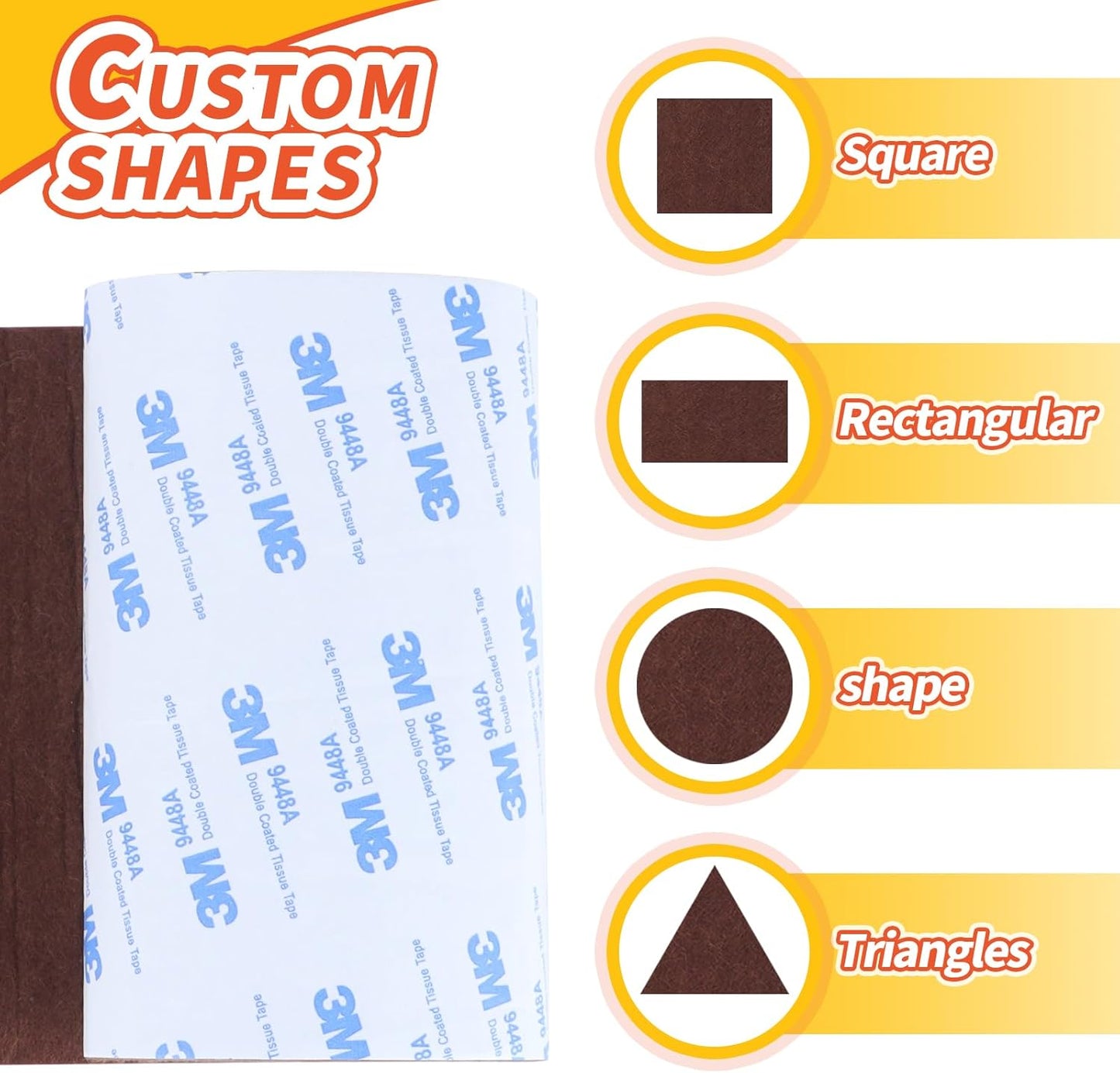 Adhesive Felt Strip Roll Furniture Floor Protectors, Heavy-Duty Cut-to-Fit Felt Pads for Hardwood Floors, Brown, 5" x 120"