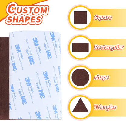 Adhesive Felt Strip Roll Furniture Floor Protectors, Heavy-Duty Cut-to-Fit Felt Pads for Hardwood Floors, Brown, 5" x 120"