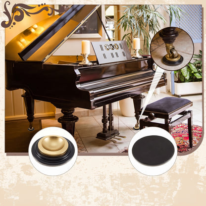 Grand Piano Caster Cups for Hardwood Floors - Heavy-Duty Metal & Rubber Double-Layer Floor Protectors with Anti-Slip Felt Bottom (2.5" Inner Diameter)