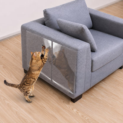 Anti-Cat Scratch Furniture Protector - Heavy-Duty Self-Adhesive Transparent Vinyl Tape for Couches, Doors & Walls, No-Residue Cat Deterrent Shields with 52 Twist Pins