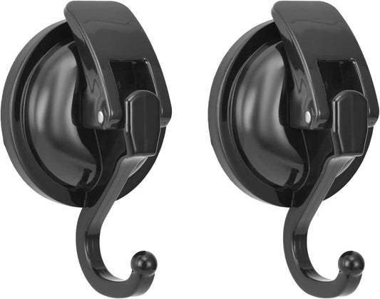 Heavy Duty Vacuum Wreath Cup Hook, Easy to Install and Remove, No Hole Punched,Black- Plated Plished Super Suction for Kitchen，Bathroom and Restroom,2Pack
